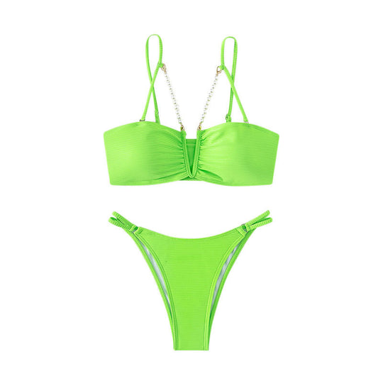 Damen raffinierter Bikinis mit Perlenakzenten EB