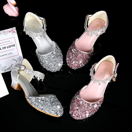 Mädchen Glitzernde Ballerina-Sandalen mit hohen Absatz und Anhänger EB