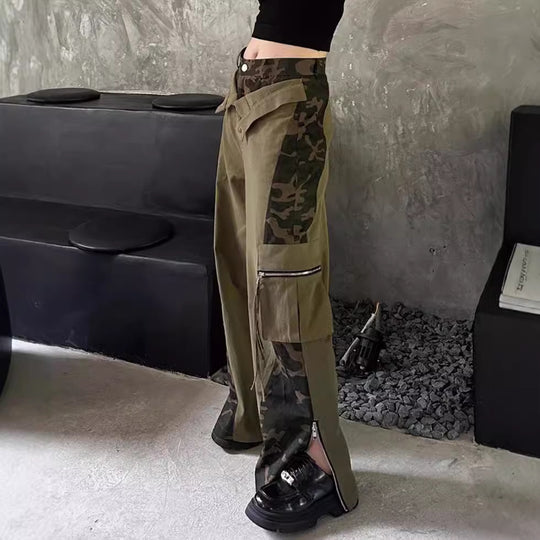 Herren Cargohose mit seitlichen Reißverschlüssen und modischem Camouflage-Design EB