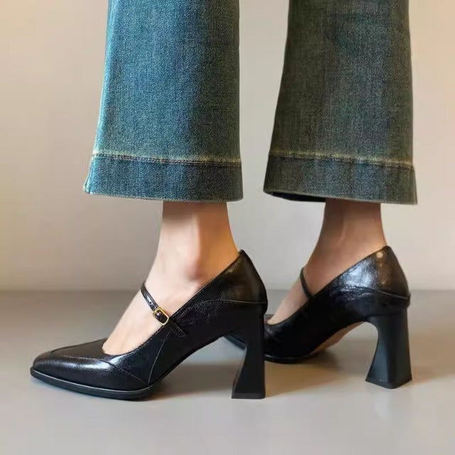 Damen Mary Jane Pumps mit elegantem Blockabsatz EB