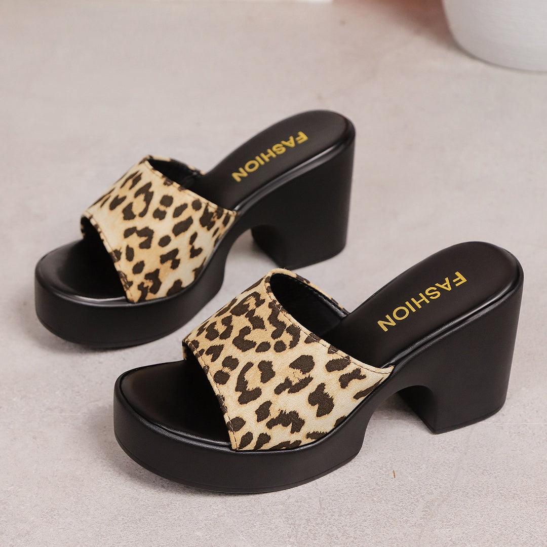 Damen Plateau-Sandalen mit modischem Tiermuster EB