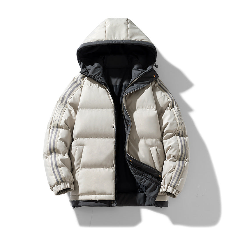 Herren sportive Stepp-Kapuzenjacke mit Zweiwege-Reißverschluss, Kordelzug und reflektierenden Schulterstreifen EB