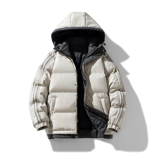 Herren sportive Stepp-Kapuzenjacke mit Zweiwege-Reißverschluss, Kordelzug und reflektierenden Schulterstreifen EB