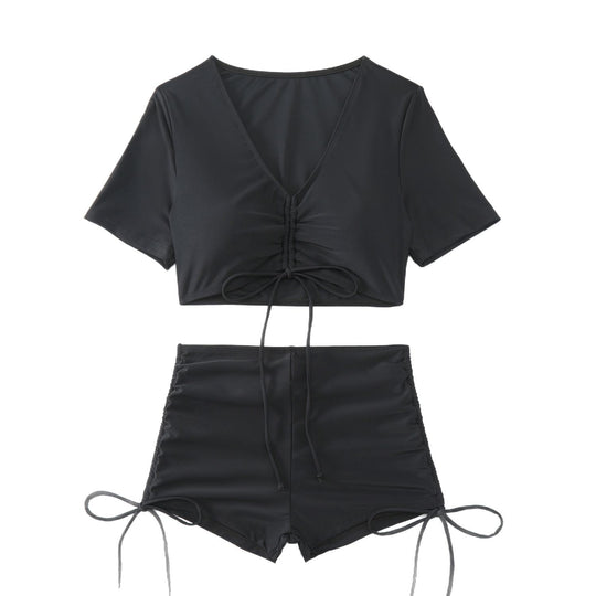 Damen Crop Top und hoch geschnittene Badeshorts EB