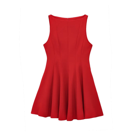 Damen ärmelloses A-Linien Kleid mit seitlichem Reißverschluss EB