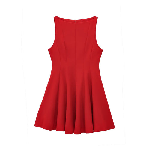 Damen ärmelloses A-Linien Kleid mit seitlichem Reißverschluss EB