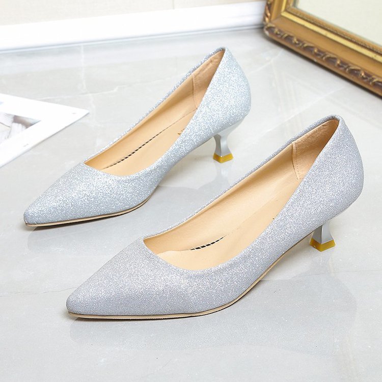 Damen schimmernde Pumps mit elegantem Blockabsatz EB