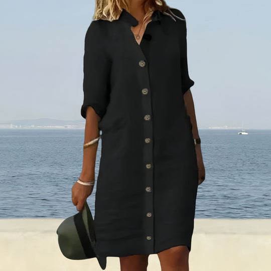 Damen Hemdblusenkleid mit Knopfverschluss und einem lässigen Schnitt EB