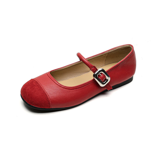 Damen Ballerinas mit modischer Schnallenapplikation und glänzendem Obermaterial EB