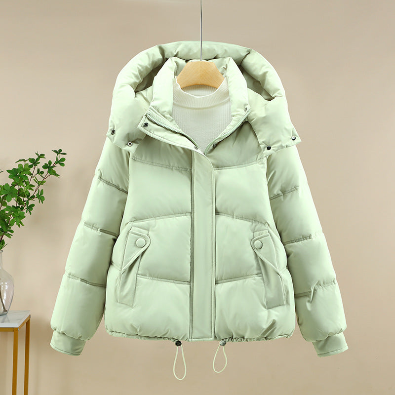 Damen moderne Pufferjacke mit abnehmbarer Kapuze und praktischen Taschen EB