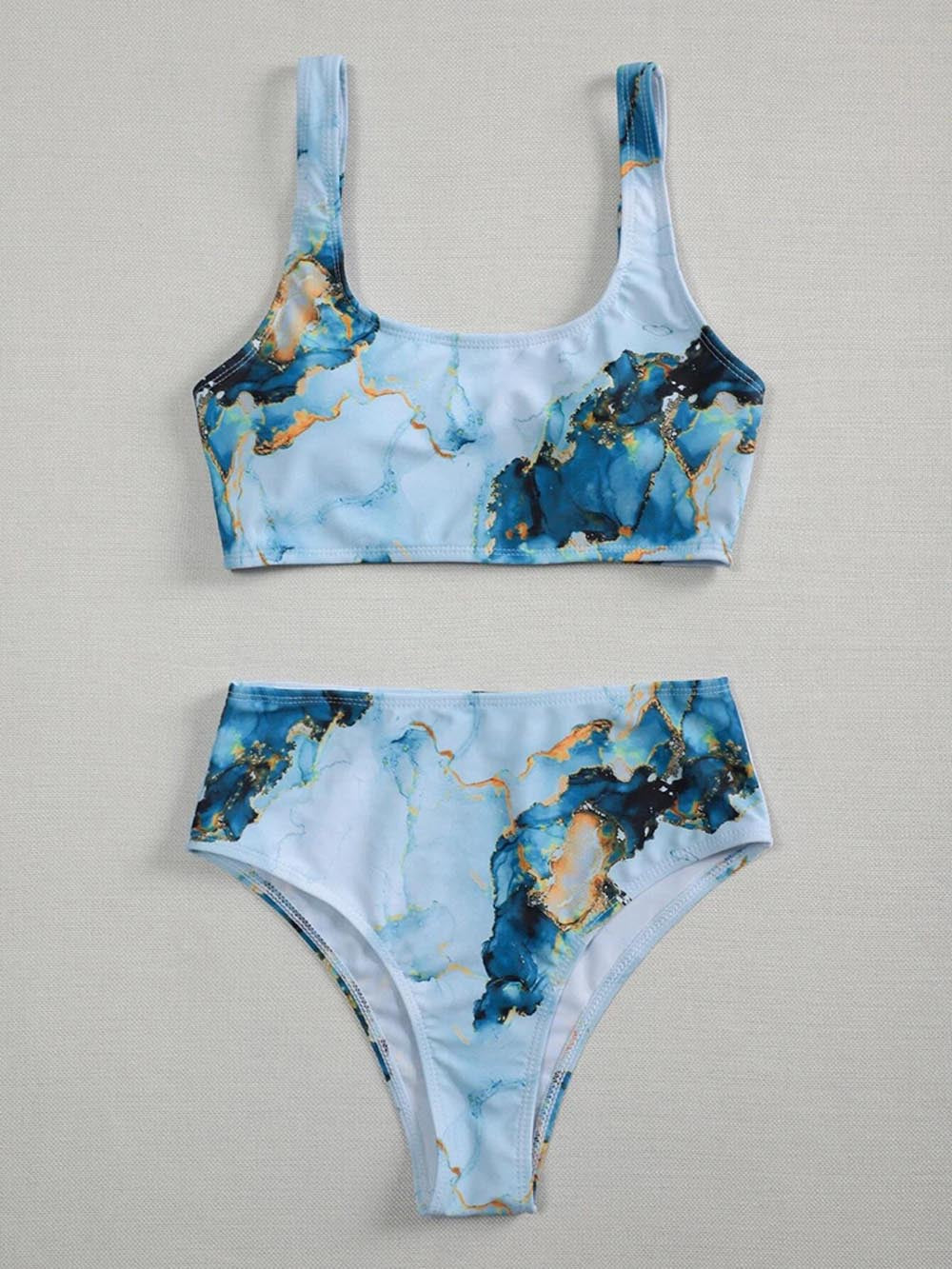 Damen Asymmetrisches Bikini-Set mit geknotetem Oberteil EB