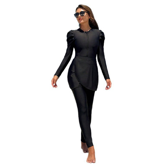 Damen Modischer Schwimmanzug mit langärmeliger Oberbekleidung EB