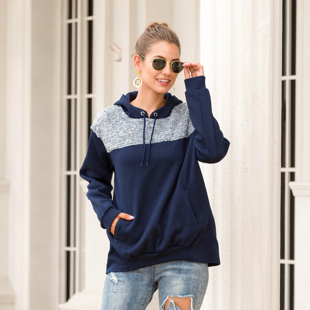 Damen Kapuzenpullover mit stylischem Kontrastdesign und elastischem Saum EB