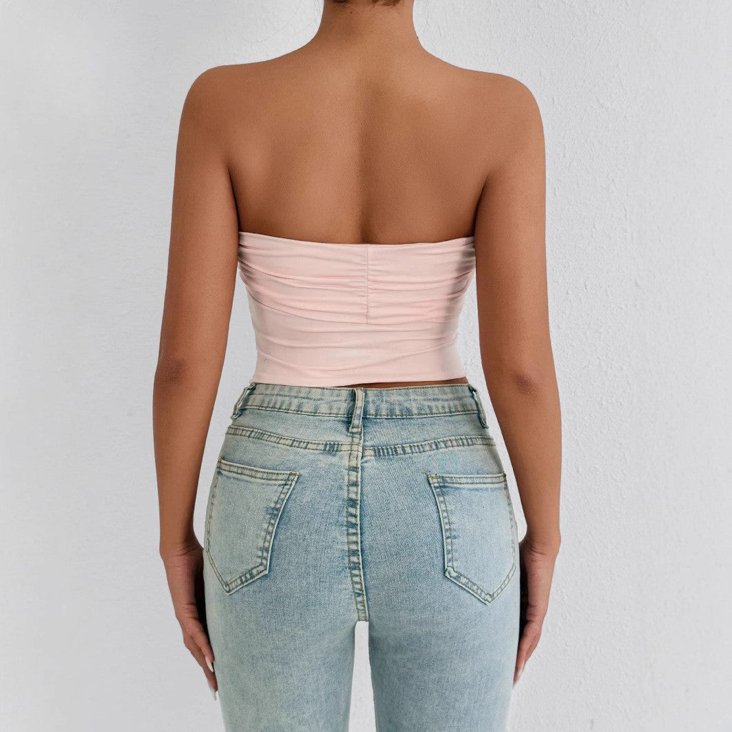 Damen Bandeau Crop-Top mit Knoten-Design EB