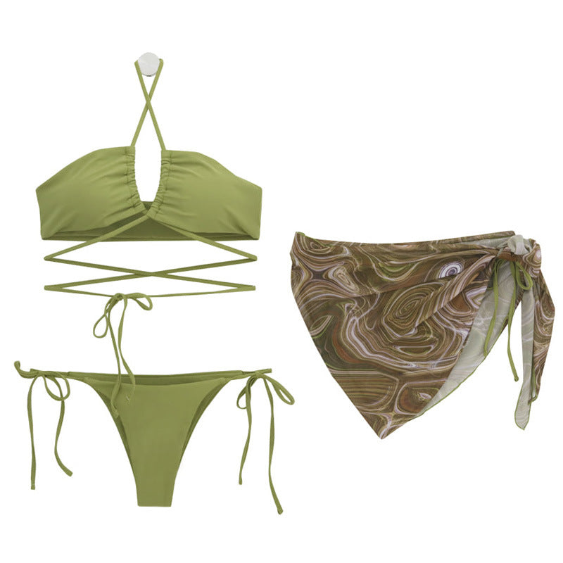 Damen Bikini-Set mit multifunktionalem Wickeltuch und raffiniertem Schnitt EB