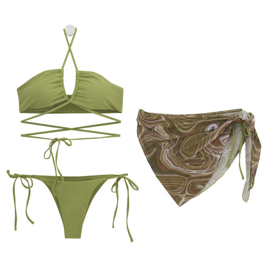 Damen Bikini-Set mit multifunktionalem Wickeltuch und raffiniertem Schnitt EB