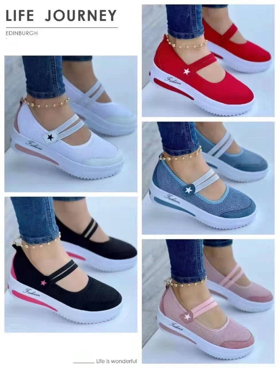 Damen Komfortable Slip-On Sneakers mit elastischem Riemen EB