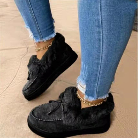 Damen Sneakers mit kuscheligem Fellkragen EB