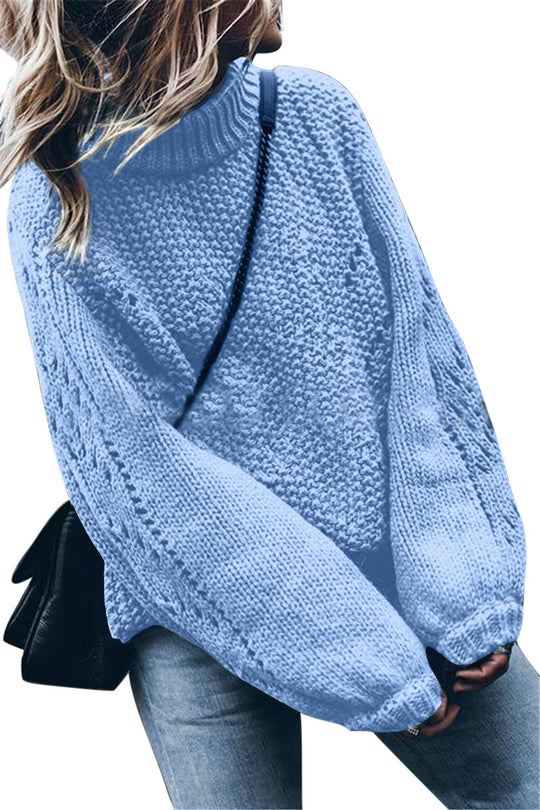 Damen Grobstrickpullover mit weitem Schnitt und modischem Rollkragen EB