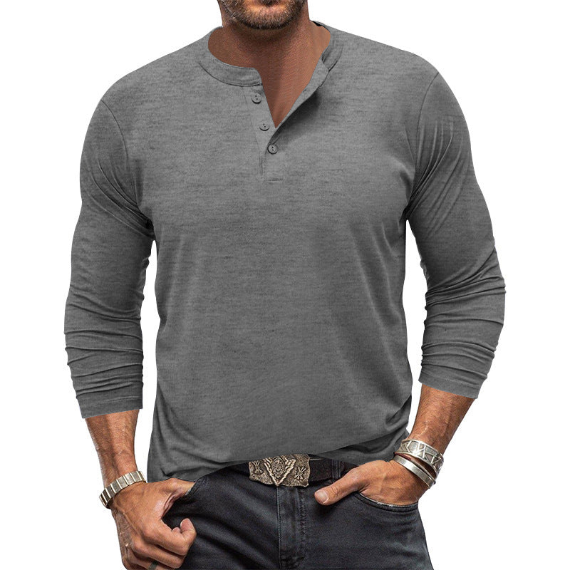 Herren Langarm T-Shirt mit Knopfleiste EB