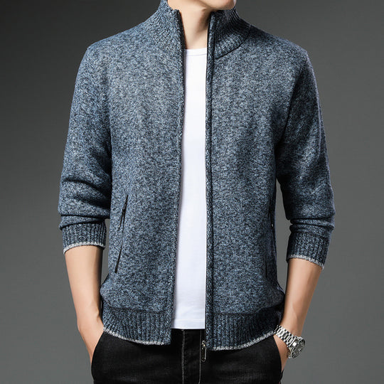Herren Fleecejacke mit hochgeschlossenem Kragen und praktischen Reißverschlusstaschen EB