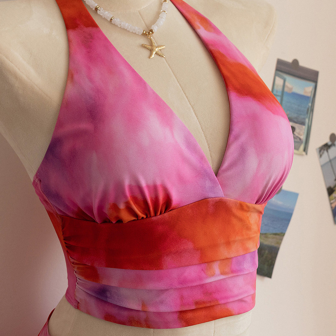 Damen Badeanzug-Set mit asymmetrischem Volant und trendigem Oberteil EB