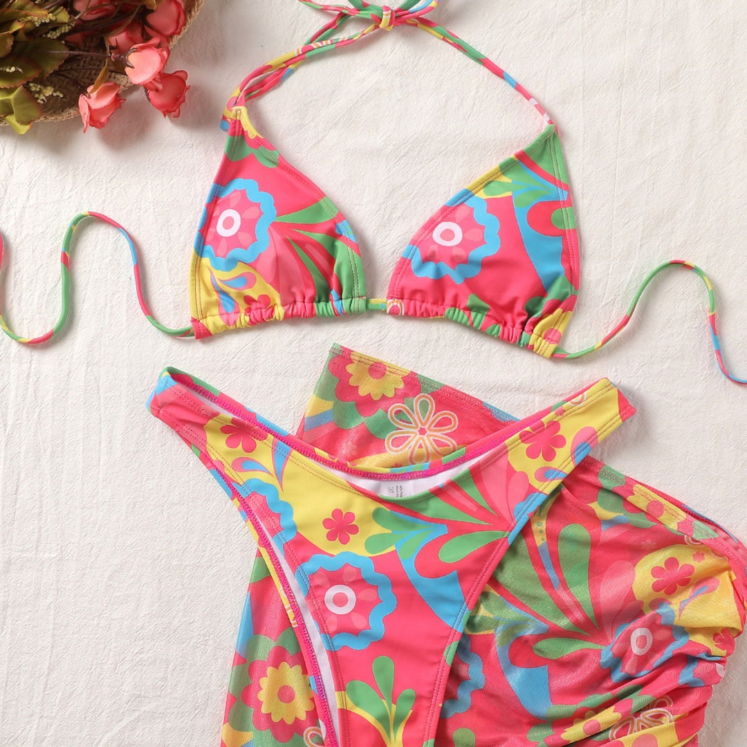 Damen Triangel-Bikini mit verstellbarem Rüschenrock EB