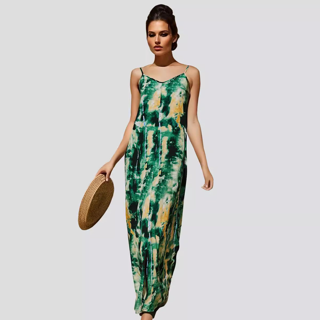Damen Elegant langes Kleid mit Spaghettiträgern EB