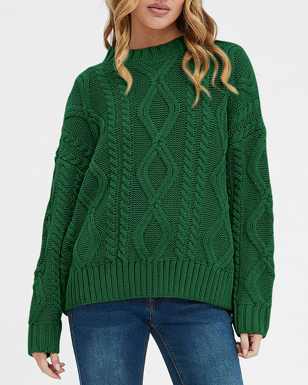 Damen Grobstrickpullover mit Wellenmuster und weitem Schnitt EB