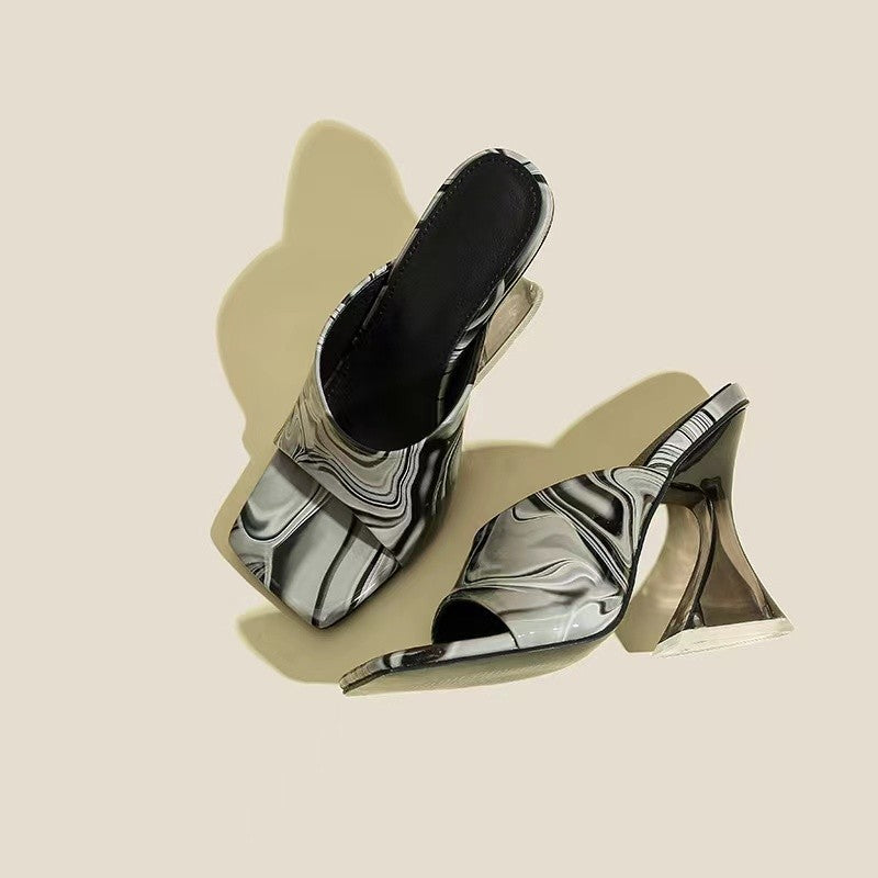 Damen Absatzsandalen mit elegantem Design und transparentem Blockabsatz EB