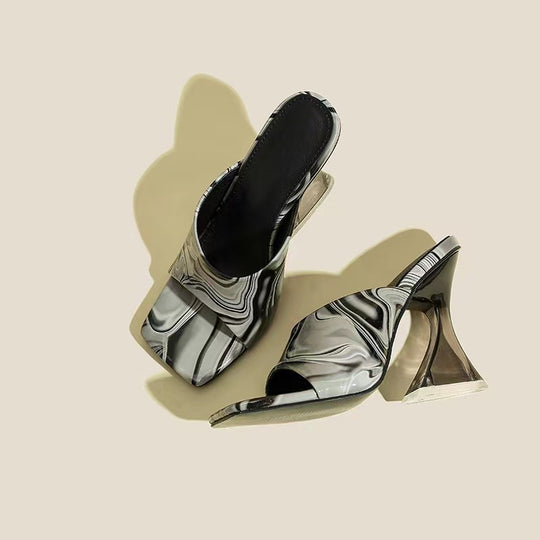 Damen Absatzsandalen mit elegantem Design und transparentem Blockabsatz EB