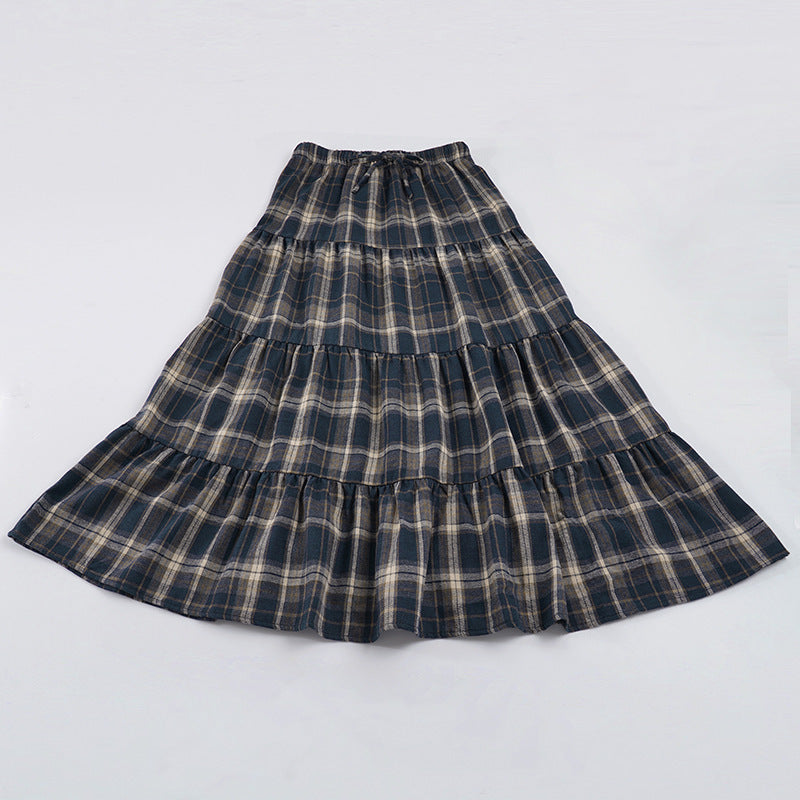 Damen Langer, karierter Maxi-Rock im Lagenlook EB