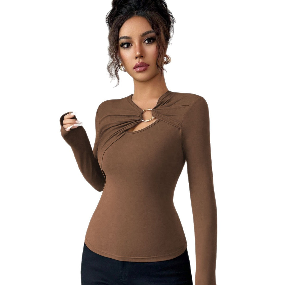 Damen figurbetontes Langarmshirt mit dekorativem Ring-Detail und asymmetrischem Keyhole-Ausschnitt Eichborn Berlin