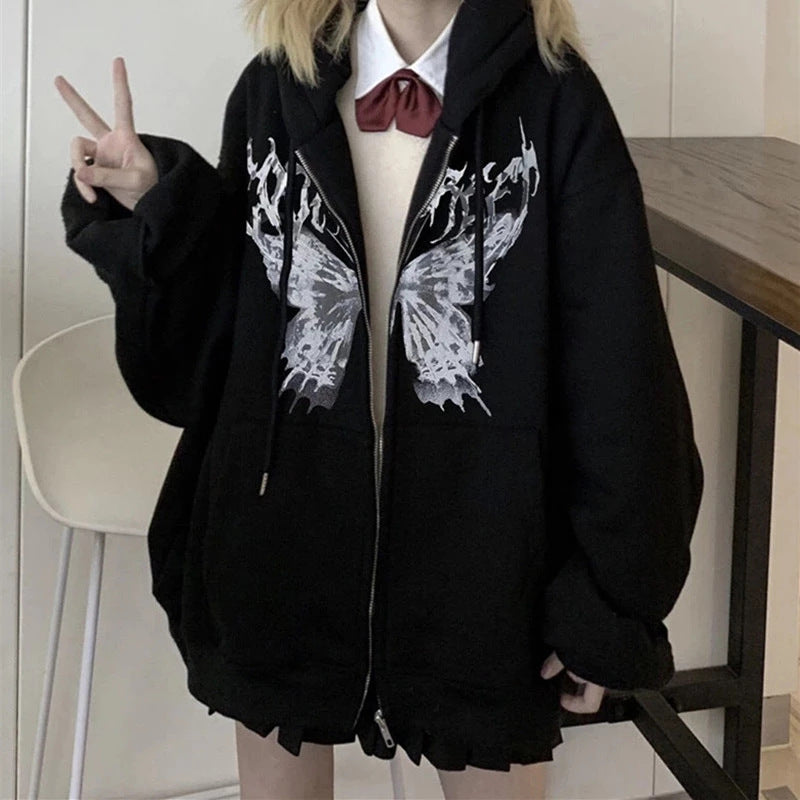 Damen nan oversized Zip-Hoodie mit verlängertem Saum weichem Fleece-Innenfutter und Kängurutaschen EB