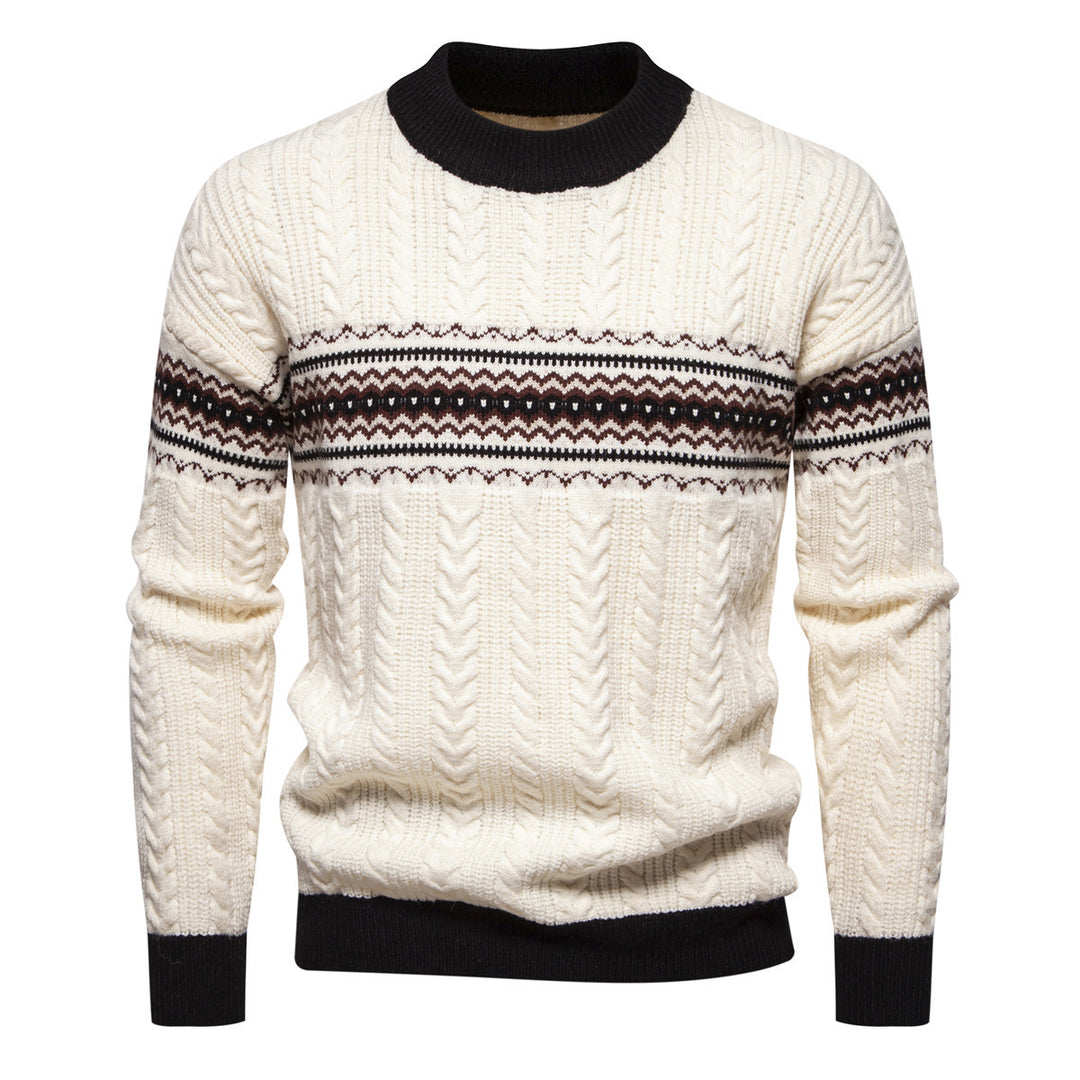 Herren Strickpullover mit innovativem Zopfmuster und stilvollen Akzenten EB