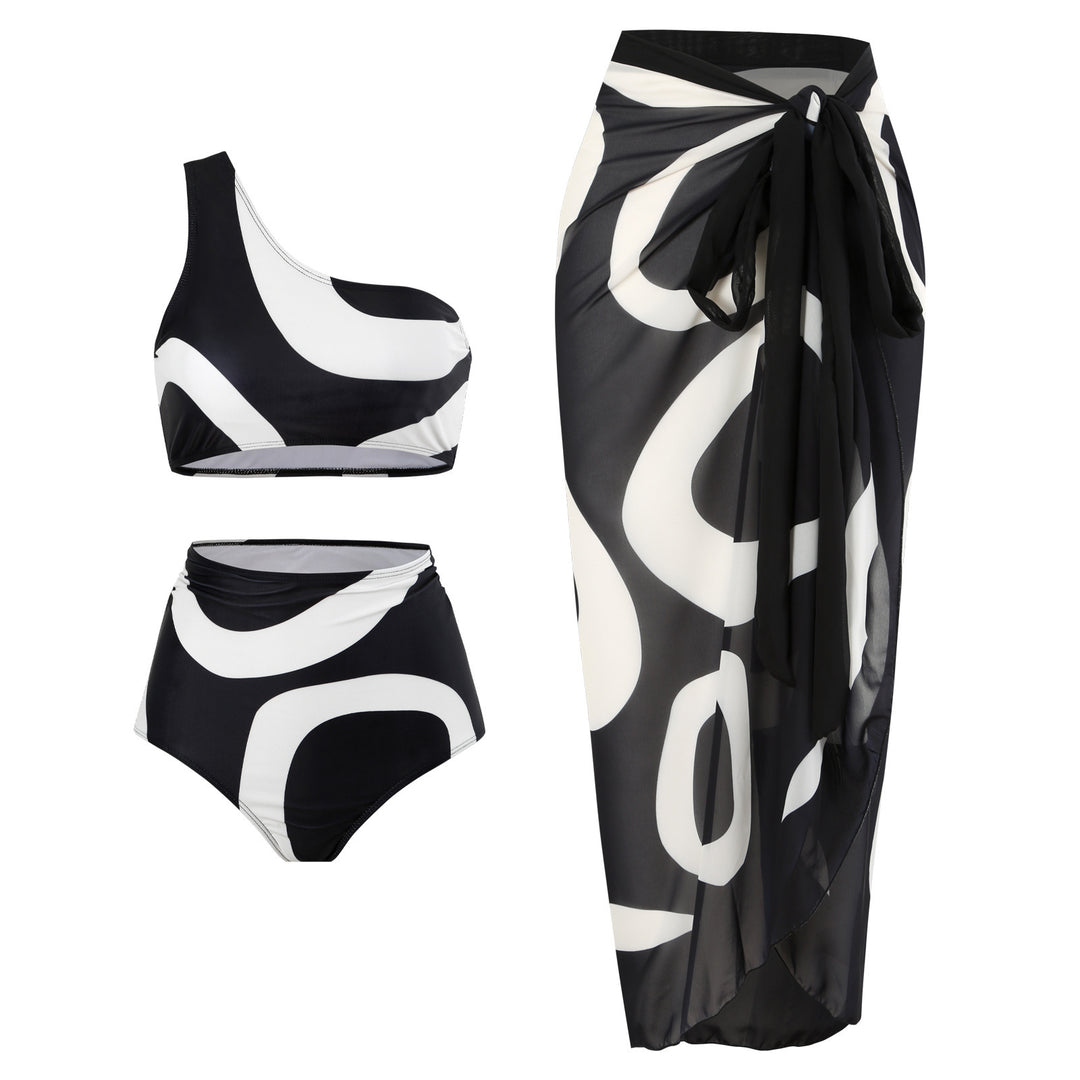 Damen Bikini-Set mit asymmetrischem Oberteil und elegantem Wickelrock EB