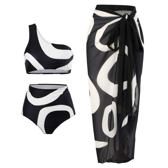 Damen Bikini-Set mit asymmetrischem Oberteil und elegantem Wickelrock EB