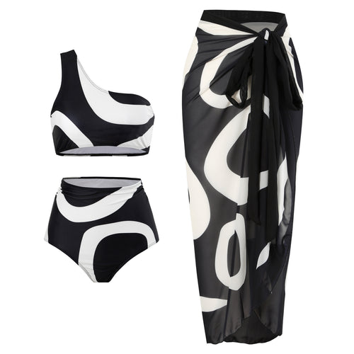 Damen Bikini-Set mit asymmetrischem Oberteil und elegantem Wickelrock EB
