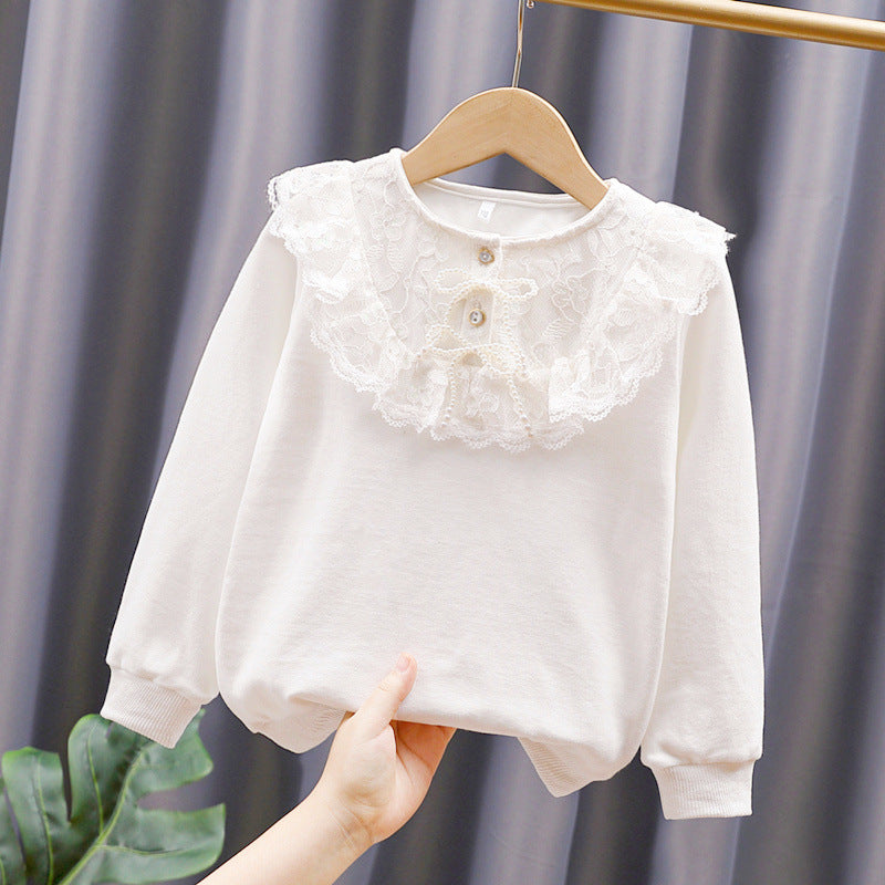 Mädchen Sweatshirt mit romantischem Spitzenkragen EB