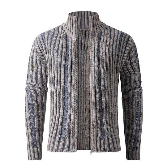 Herren modische Strickjacke mit hochabschließendem Reißverschluss und einzigartigem Muster EB