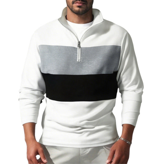 Herren sportlicher Pullover mit Stehkragen und Reißverschluss EB