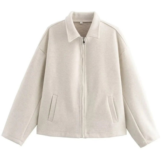 Damen stylische Fleecejacke im Oversized-Schnitt mit Reißverschluss EB