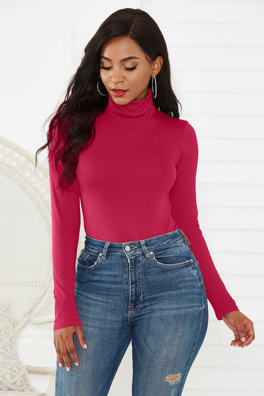 Damen Eleganter Langarmbody mit hohen Kragen EB