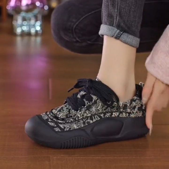 Damen Sneakers mit floralem Muster und rutschfester Sohle EB