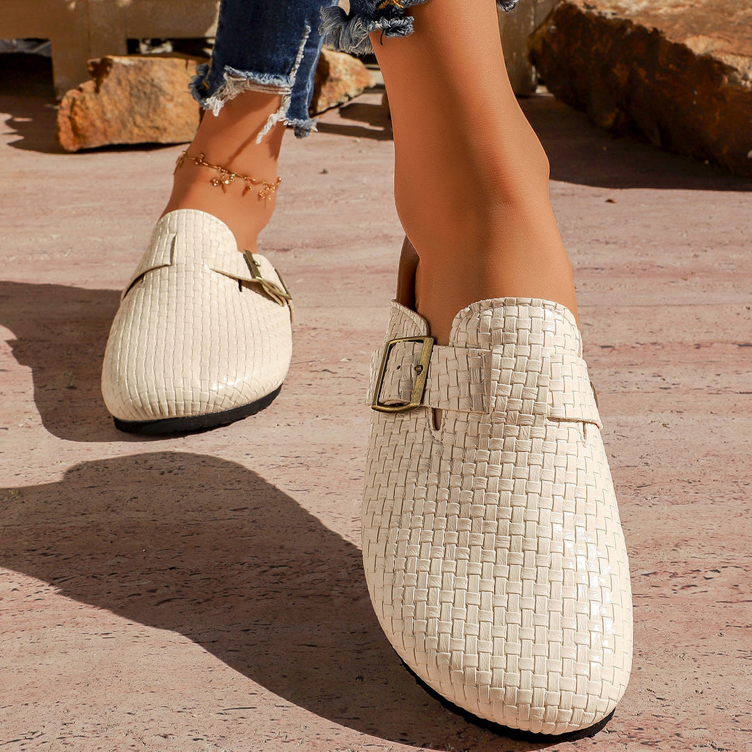 Damen Komfortable Clogs mit modischem Flecht-Design EB