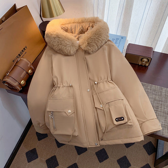 Damen Winterjacke mit abnehmbarem Kunstpelzkragen und praktischen Taschen EB