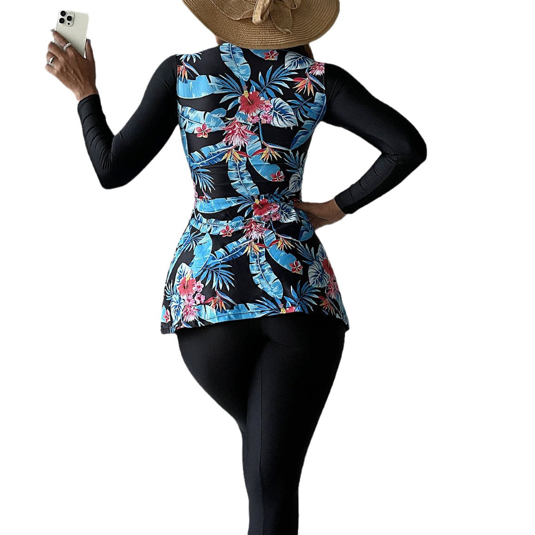 Damen Modischer UV-Schutz-Schwimmanzug mit floralem Muster EB