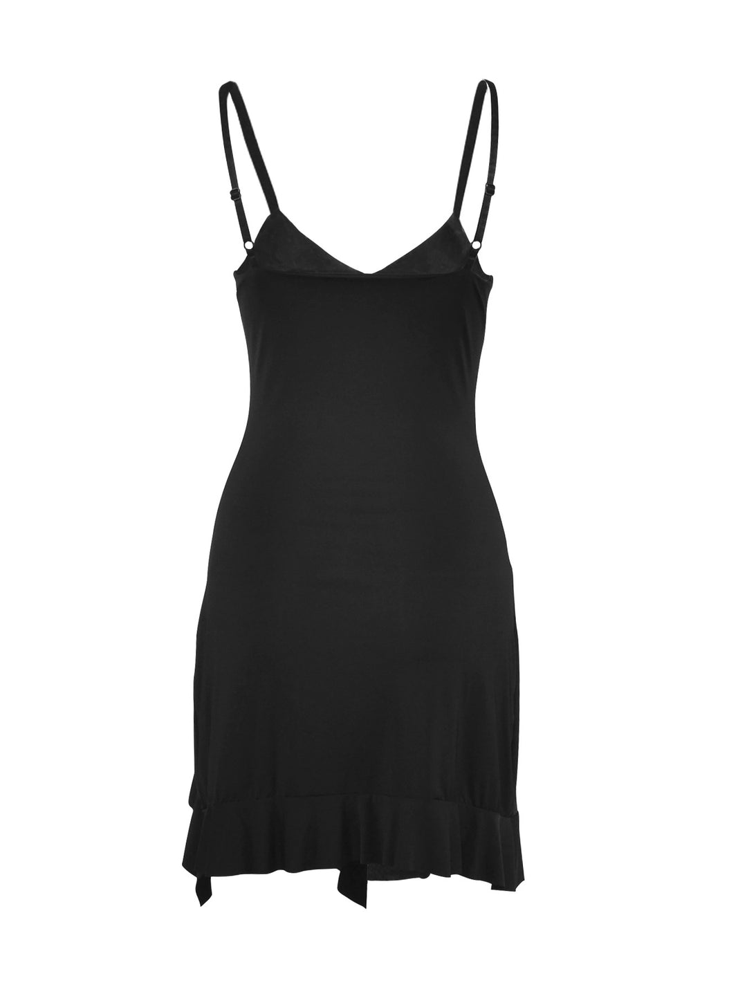 Damen Unterkleid mit verstellbaren Spaghettiträgern und Rüschenabschluss EB