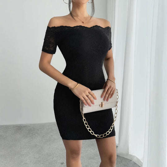 Damen Off-Shoulder Spitzenkleid EB