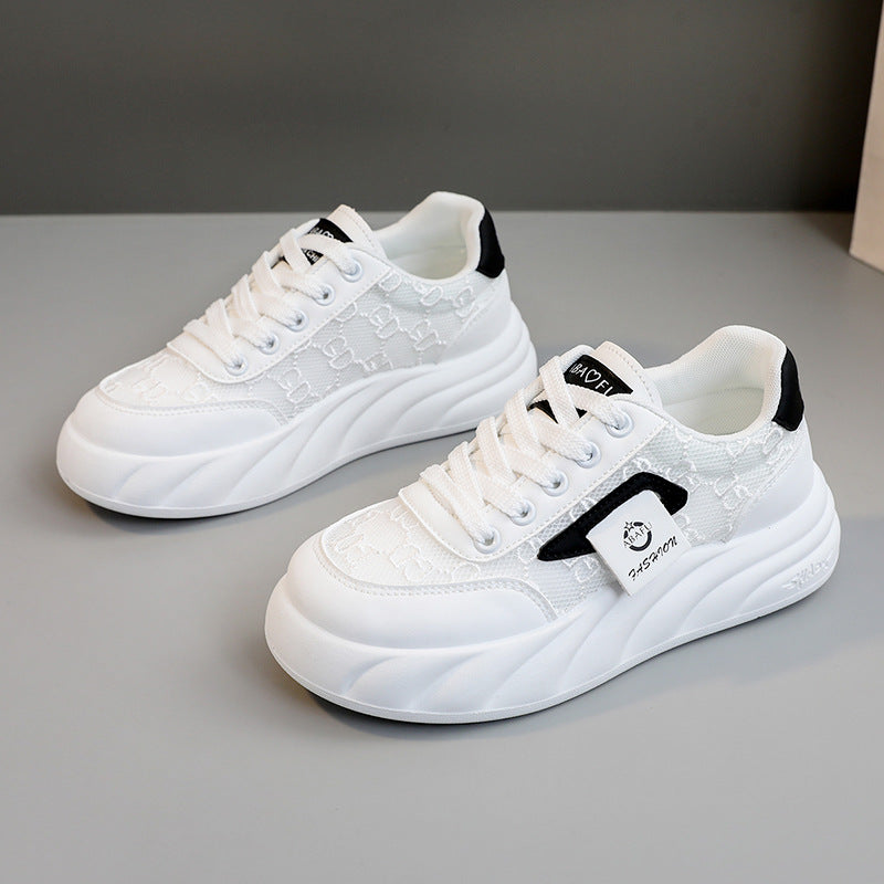 Damen modische Chunky Sneakers mit elegante Oberflächenstruktur EB